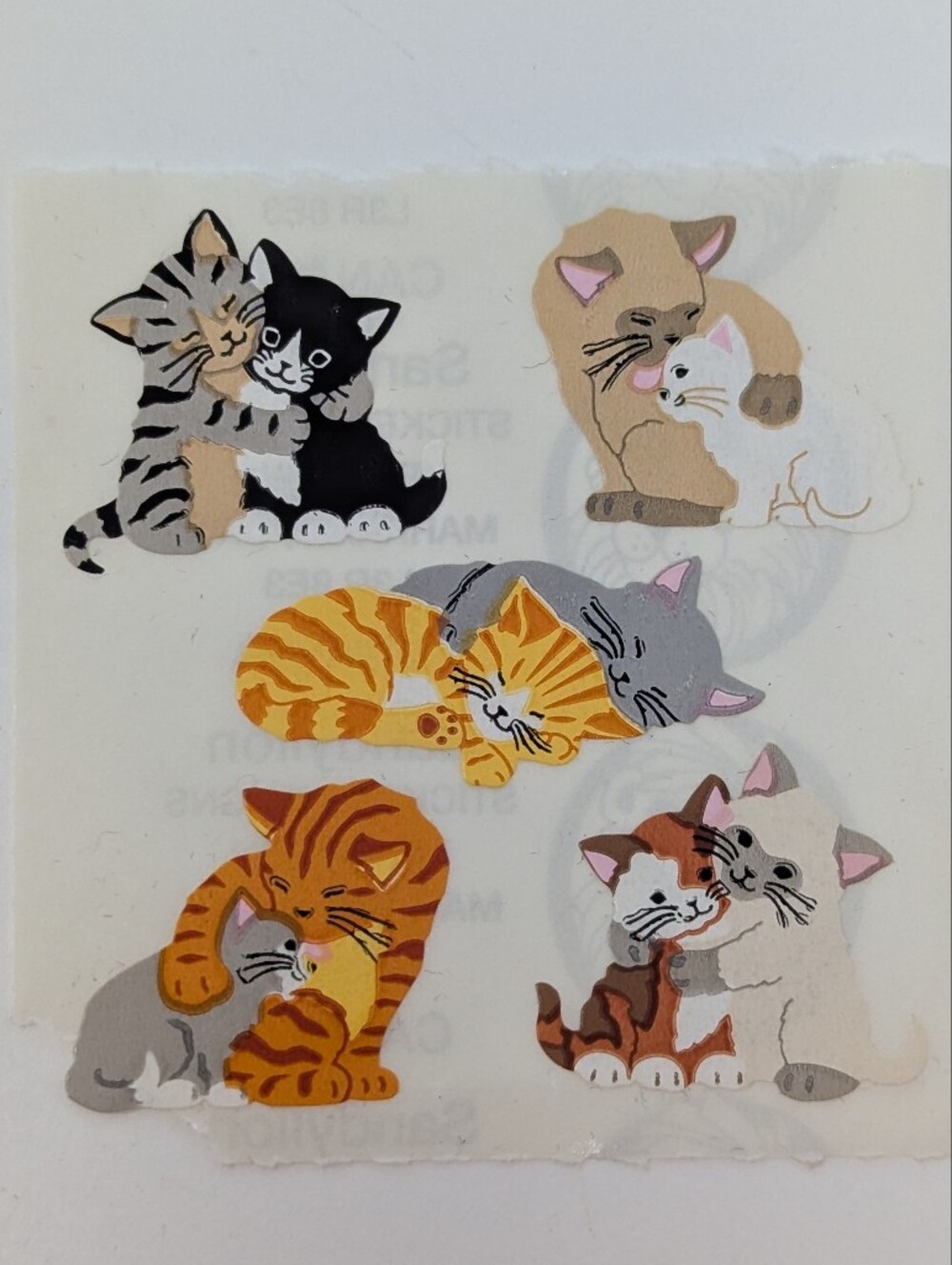 Sandylion Stickers Hugging Cats Kittens Vintage